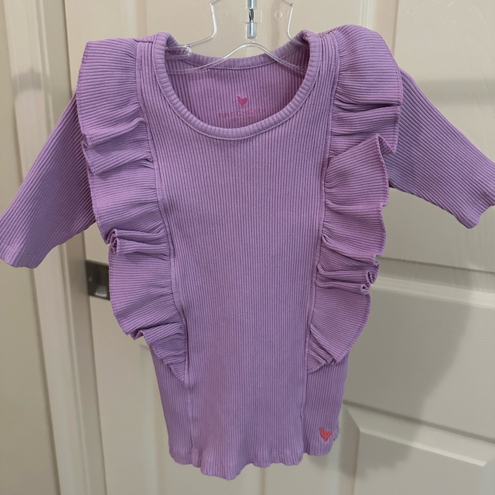 Girls Pink Chicken Purple Ruffled Top